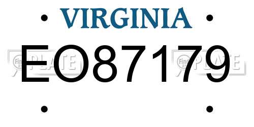 EO87179 Virginia License Plate