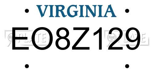 EO8Z129 Virginia License Plate