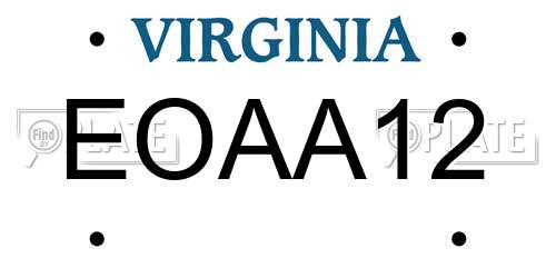 EOAA12 Virginia License Plate