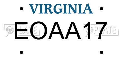 EOAA17 Virginia License Plate