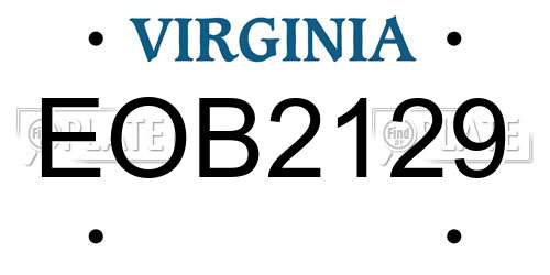 EOB2129 Virginia License Plate