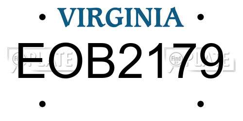 EOB2179 Virginia License Plate