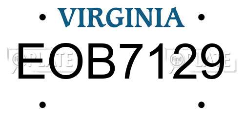 EOB7129 Virginia License Plate