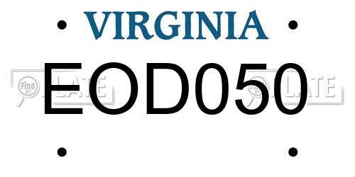 EOD050 Virginia License Plate