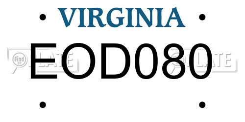 EOD080 Virginia License Plate