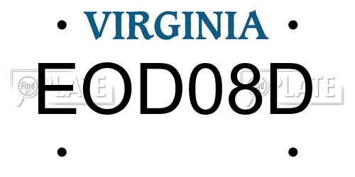 EOD08D Virginia License Plate