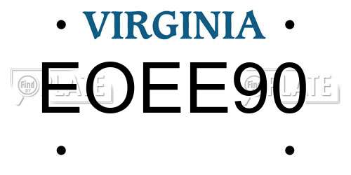 EOEE90 Virginia License Plate