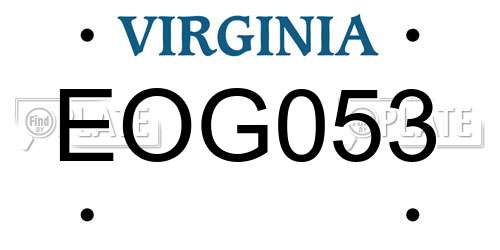 EOG053 Virginia License Plate