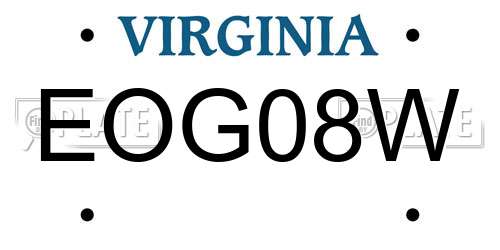 EOG08W Virginia License Plate
