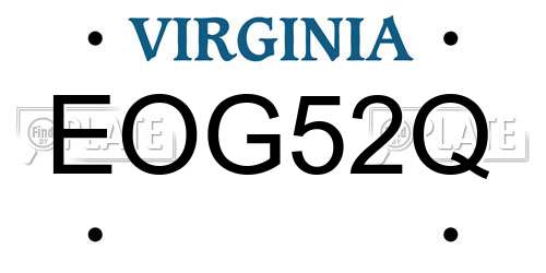 EOG52Q Virginia License Plate