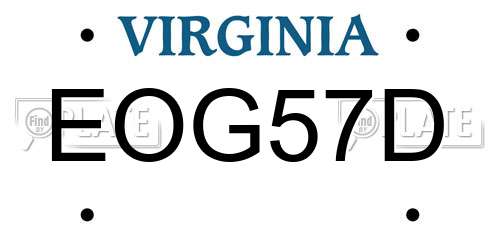 EOG57D Virginia License Plate