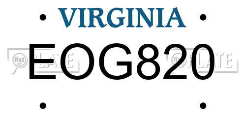 EOG820 Virginia License Plate