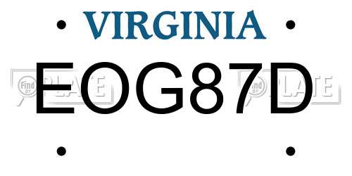 EOG87D Virginia License Plate