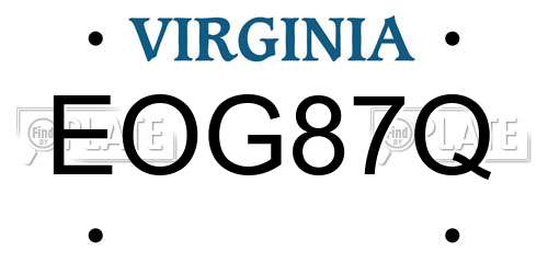 EOG87Q Virginia License Plate