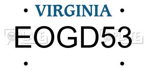 EOGD53 Virginia License Plate