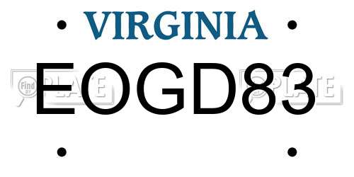 EOGD83 Virginia License Plate