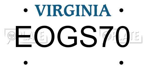 EOGS70 Virginia License Plate