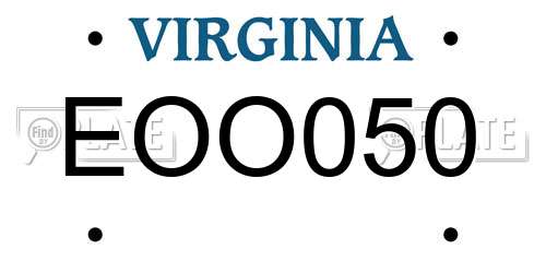 EOO050 Virginia License Plate