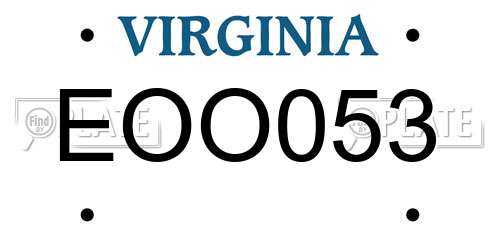 EOO053 Virginia License Plate