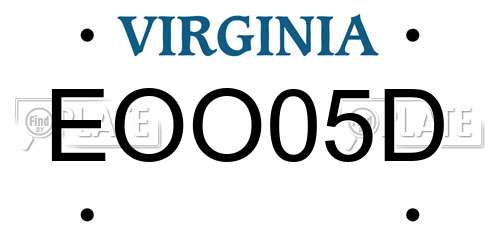 EOO05D Virginia License Plate