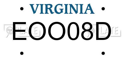 EOO08D Virginia License Plate