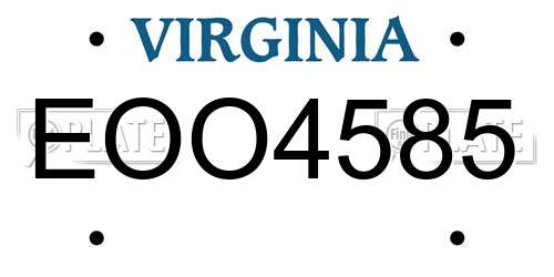 EOO4585 Virginia License Plate