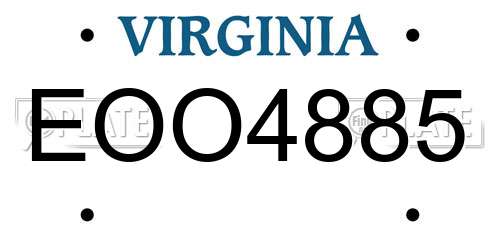 EOO4885 Virginia License Plate