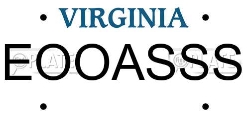 EOOASSS Virginia License Plate