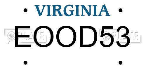 EOOD53 Virginia License Plate