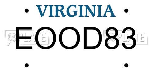 EOOD83 Virginia License Plate