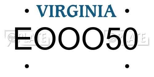 EOOO50 Virginia License Plate