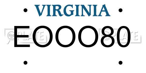 EOOO80 Virginia License Plate