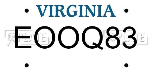 EOOQ83 Virginia License Plate