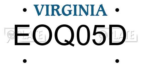 EOQ05D Virginia License Plate