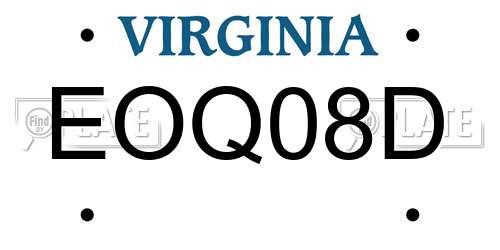 EOQ08D Virginia License Plate