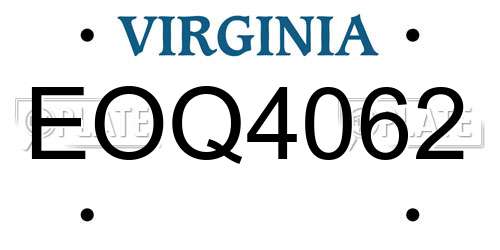 EOQ4062 Virginia License Plate
