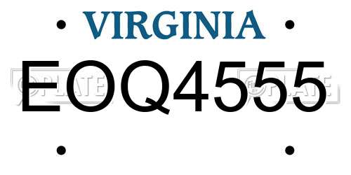 EOQ4555 Virginia License Plate