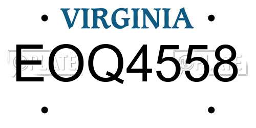EOQ4558 Virginia License Plate
