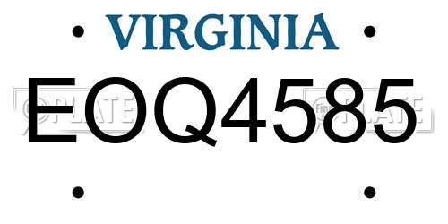 EOQ4585 Virginia License Plate