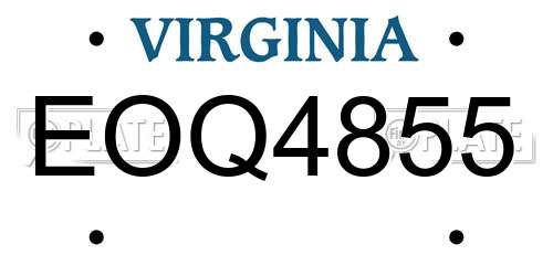 EOQ4855 Virginia License Plate