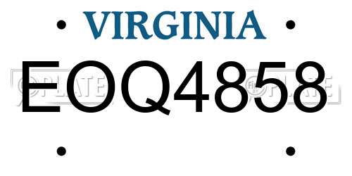 EOQ4858 Virginia License Plate