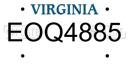 EOQ4885 Virginia License Plate