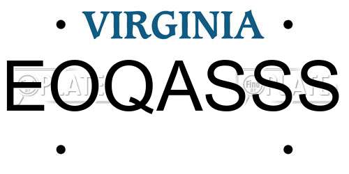 EOQASSS Virginia License Plate