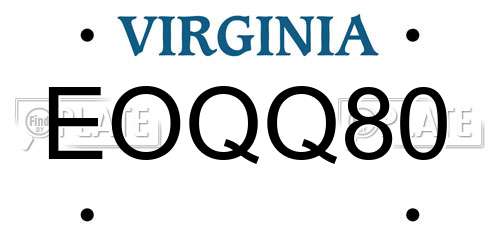 EOQQ80 Virginia License Plate
