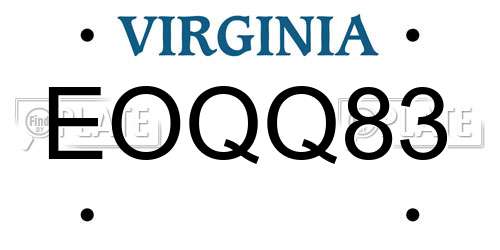 EOQQ83 Virginia License Plate