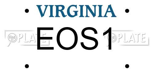 EOS1 Virginia License Plate
