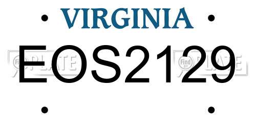 EOS2129 Virginia License Plate
