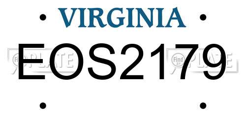 EOS2179 Virginia License Plate