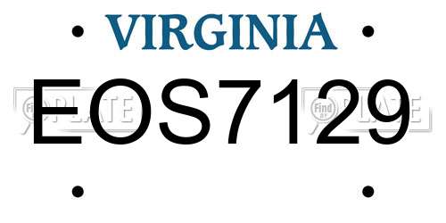EOS7129 Virginia License Plate