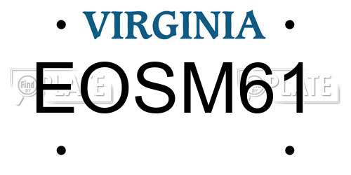 EOSM61 Virginia License Plate
